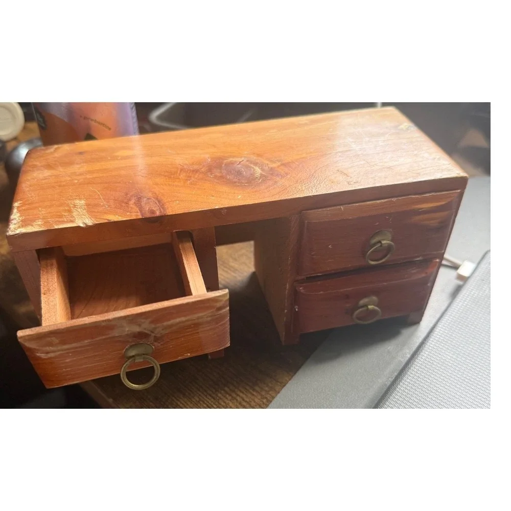 Vintage 1:12‎ Scale Dollhouse Furniture Lot 7pc Desk Chairs Grandfather Clock